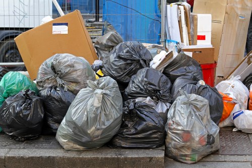 Recycling center handling waste materials