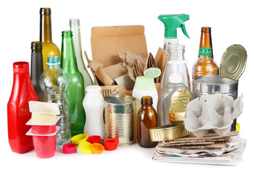 Workers managing construction debris for waste clearance